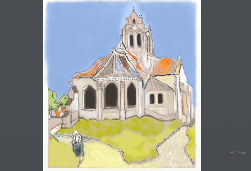 Click image for larger version. 

Name:	Church   of    Auvers     Van  Gogh   starter   no   4.jpg 
Views:	148 
Size:	53.2 KB 
ID:	100010