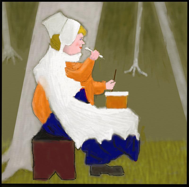 Click image for larger version. 

Name:	Young   Marylou   eating her porridge on her favourite  seat by the beech tree   by   Mouse aide.jpg 
Views:	139 
Size:	264.2 KB 
ID:	94209