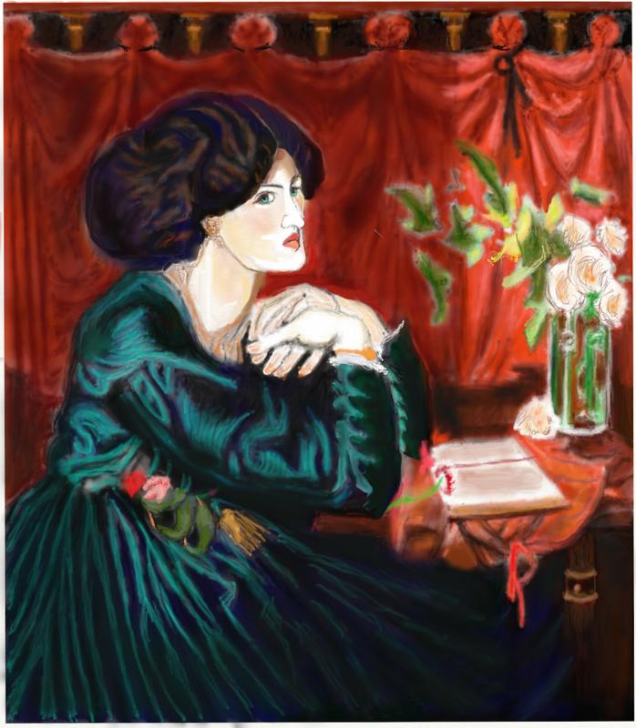 Click image for larger version. 

Name:	Pre raph   Jane Morris  or the Blue Silk Dress    by    Rossetti       FINN       Ptg   .jpg 
Views:	173 
Size:	121.1 KB 
ID:	95107